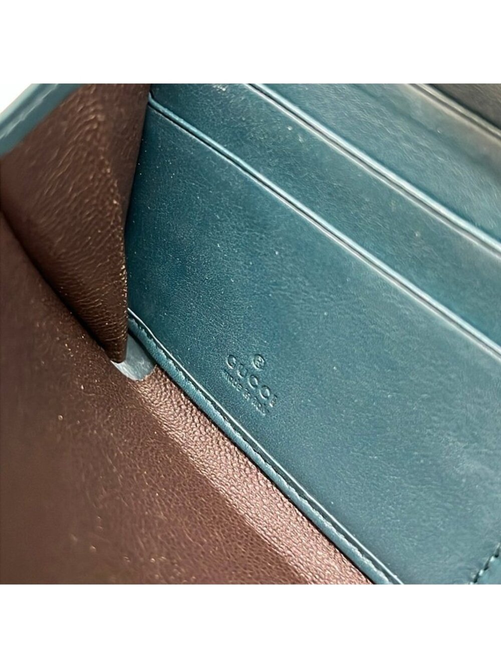 Gucci Wallet Bamboo Green Zip Around Leather - Picture 5 of 7
